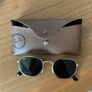 Ray-Ban Gold Frame Hexagonal Sunglasses